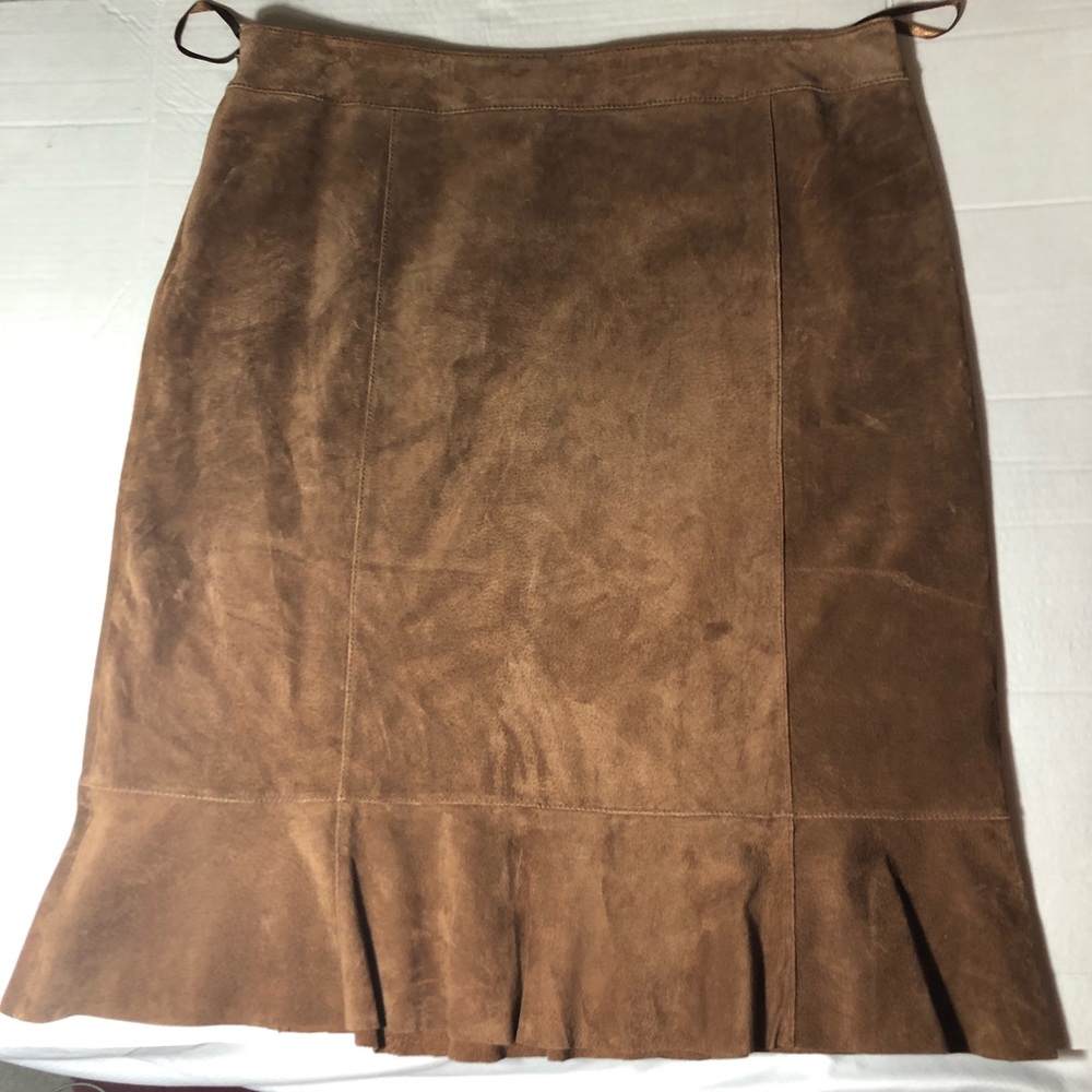 Suede genuine leather Women’s brown skirt sz 12